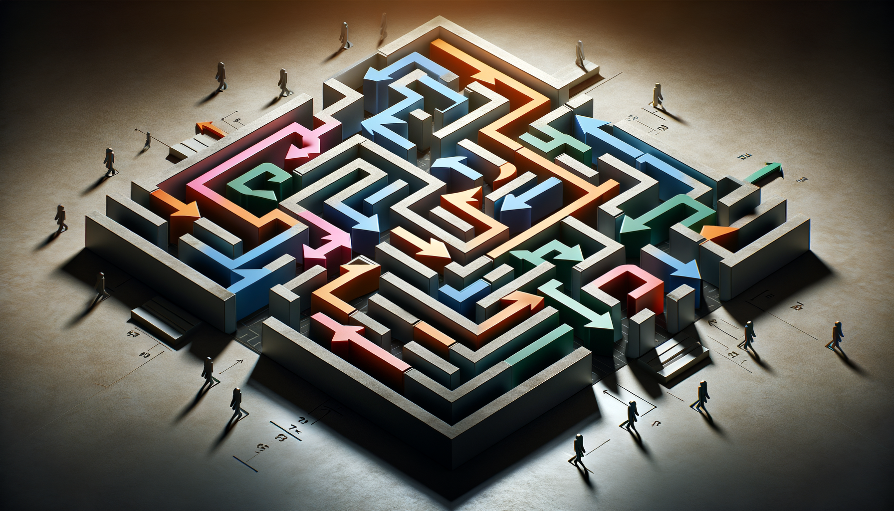 Sales Teams Chasing Poor-Fit Leads A winding maze filled with various types of leads represented as colorful arrows