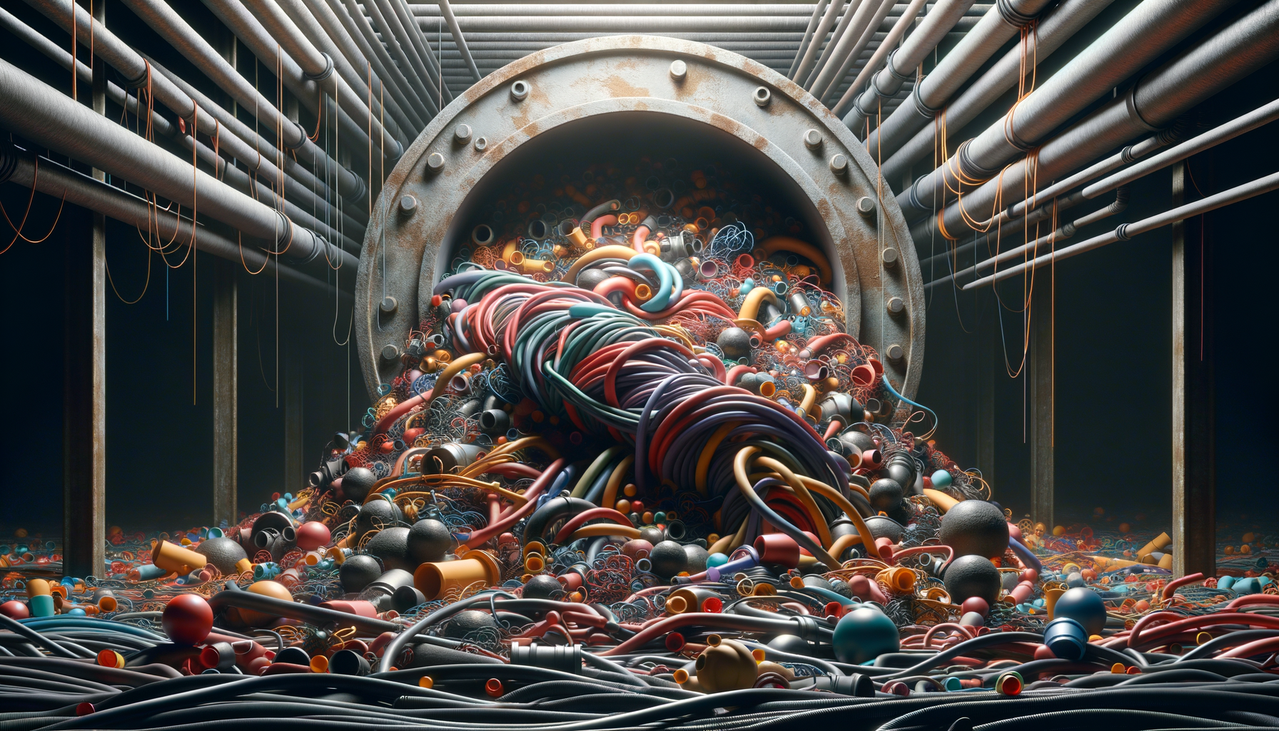 Lead Qualification Misalignment That’s Bleeding Pipeline An overflowing pipeline with various colored leads (represented as different objects or shapes) spilling out